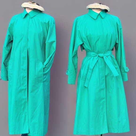 VINTAGE London Fog teal green trench coat|10P - Picture 3 of 11